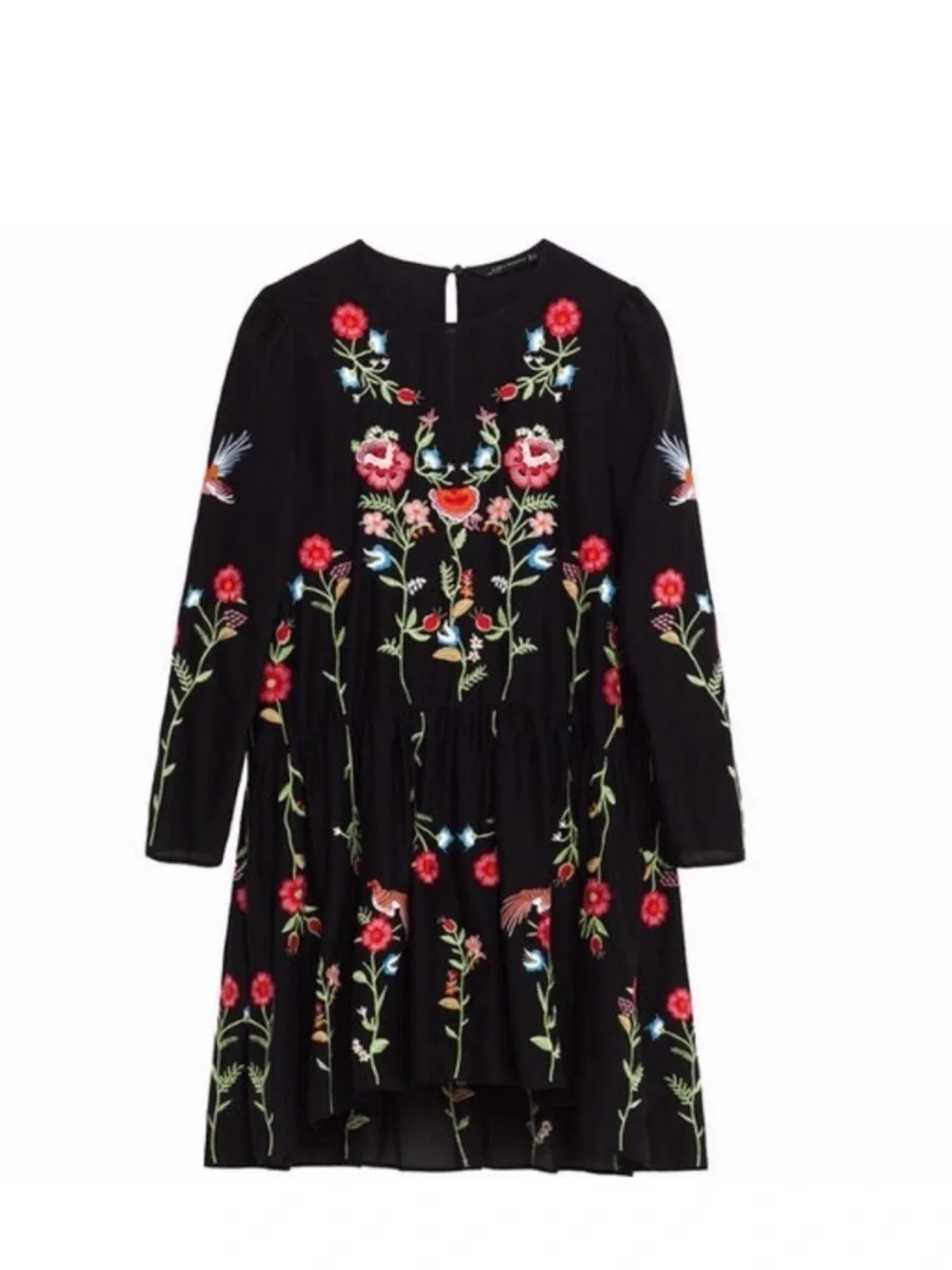 flower embroidered dress zara Floral Embroidery Zara Contrasting Embroidery Dress ZW COLLECTION  ASYMMETRIC FLORAL EMBROIDERED DRESS Multicoloured